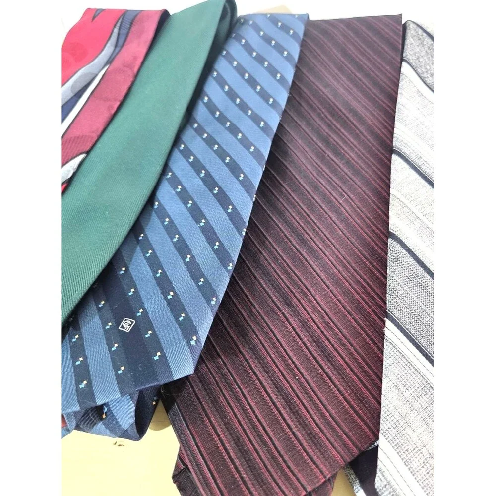 Lot of 6 Men’s Ties Designer Mixed Brands Silk Polyester Striped Geometric Class